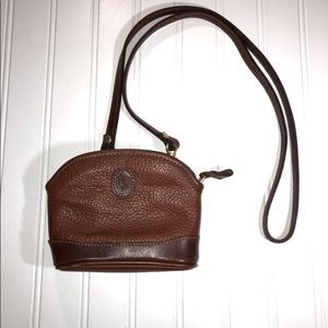 Liz Claiborne Small Brown Leather Bag zip closure with removable strap